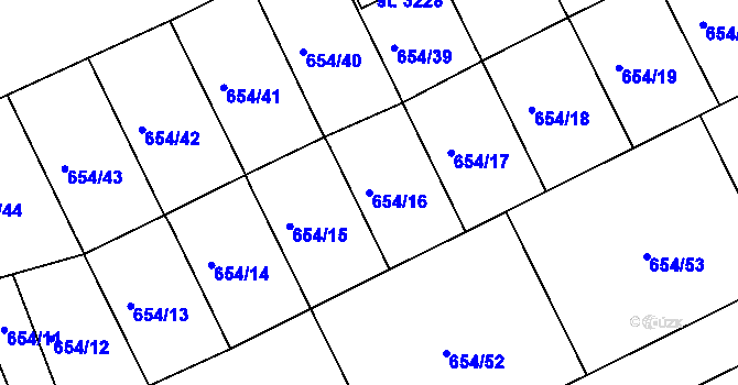 Parcela st. 654/16 v KÚ Vlašim, Katastrální mapa