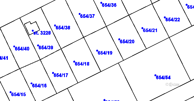 Parcela st. 654/19 v KÚ Vlašim, Katastrální mapa
