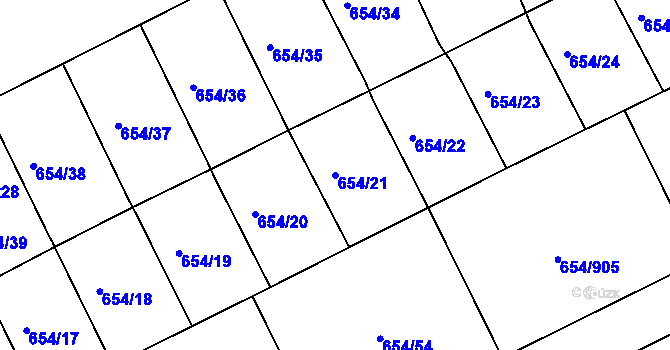 Parcela st. 654/21 v KÚ Vlašim, Katastrální mapa