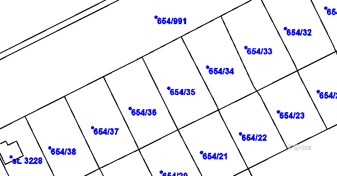 Parcela st. 654/35 v KÚ Vlašim, Katastrální mapa