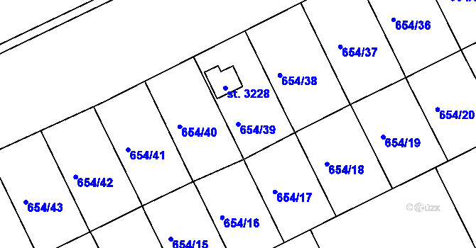 Parcela st. 654/39 v KÚ Vlašim, Katastrální mapa