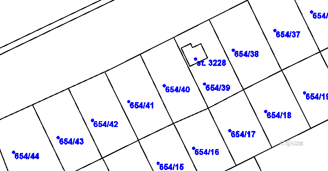 Parcela st. 654/40 v KÚ Vlašim, Katastrální mapa