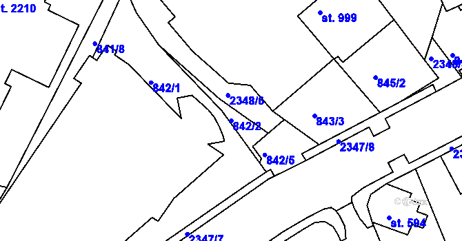 Parcela st. 842/2 v KÚ Vlašim, Katastrální mapa