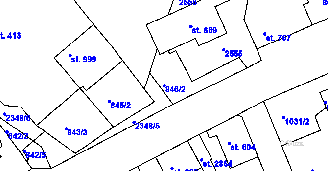 Parcela st. 846/2 v KÚ Vlašim, Katastrální mapa