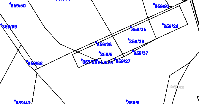 Parcela st. 859/6 v KÚ Vlašim, Katastrální mapa