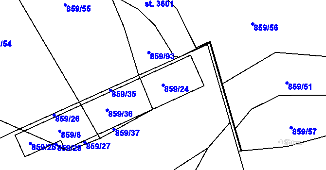 Parcela st. 859/24 v KÚ Vlašim, Katastrální mapa