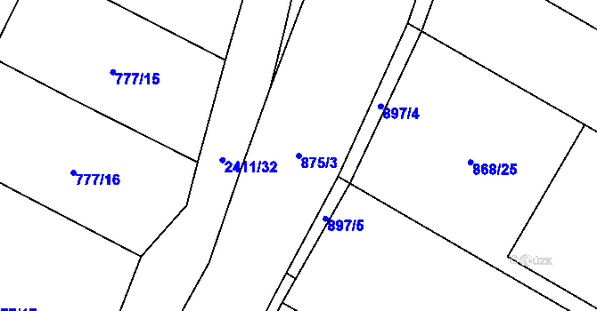 Parcela st. 875/3 v KÚ Vlašim, Katastrální mapa