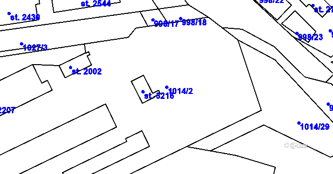 Parcela st. 1014/2 v KÚ Vlašim, Katastrální mapa