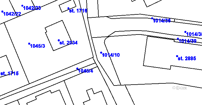 Parcela st. 1014/10 v KÚ Vlašim, Katastrální mapa