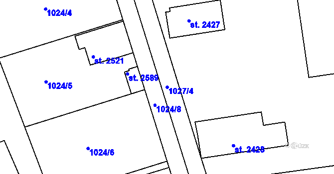 Parcela st. 1027/4 v KÚ Vlašim, Katastrální mapa