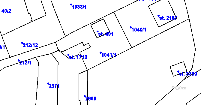 Parcela st. 1041/1 v KÚ Vlašim, Katastrální mapa