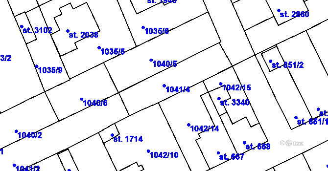 Parcela st. 1041/4 v KÚ Vlašim, Katastrální mapa