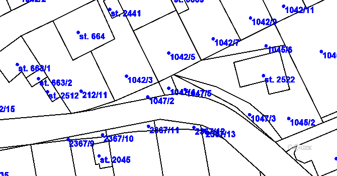 Parcela st. 1047/4 v KÚ Vlašim, Katastrální mapa