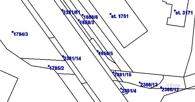 Parcela st. 1658/5 v KÚ Vlašim, Katastrální mapa