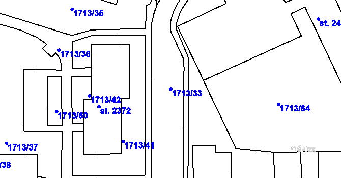 Parcela st. 1713/33 v KÚ Vlašim, Katastrální mapa