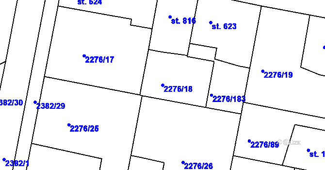 Parcela st. 2276/18 v KÚ Vlašim, Katastrální mapa