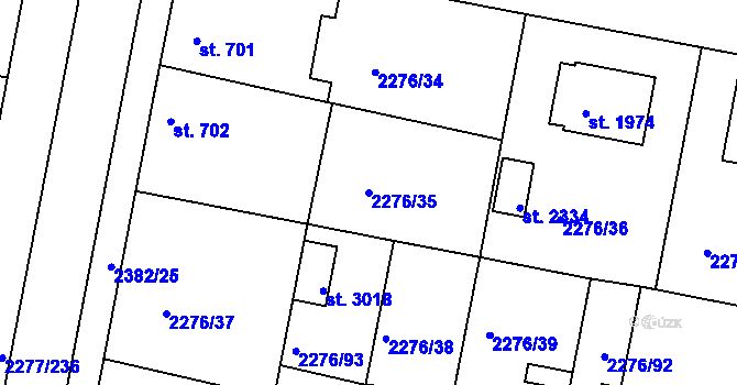 Parcela st. 2276/35 v KÚ Vlašim, Katastrální mapa