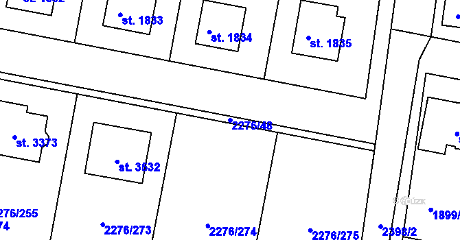 Parcela st. 2276/48 v KÚ Vlašim, Katastrální mapa