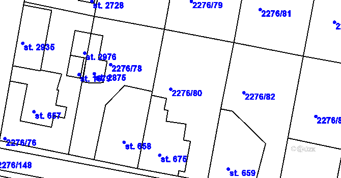 Parcela st. 2276/80 v KÚ Vlašim, Katastrální mapa