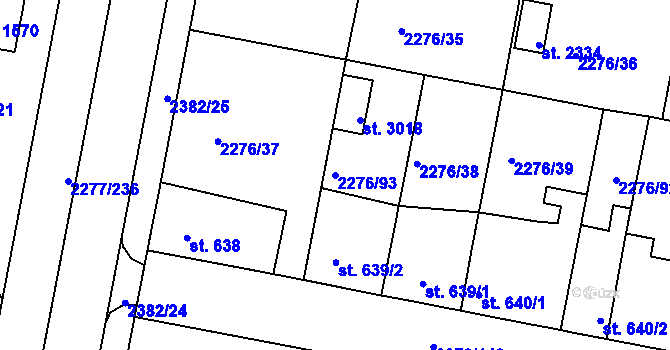 Parcela st. 2276/93 v KÚ Vlašim, Katastrální mapa