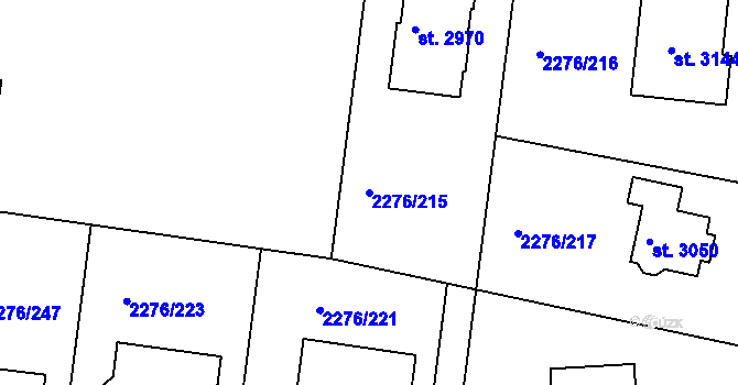 Parcela st. 2276/215 v KÚ Vlašim, Katastrální mapa