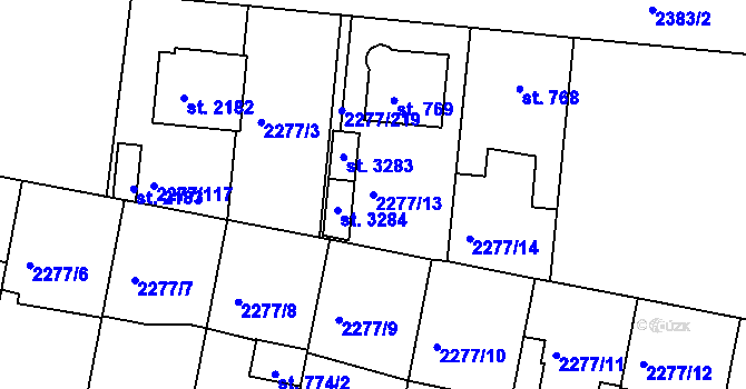 Parcela st. 2277/13 v KÚ Vlašim, Katastrální mapa