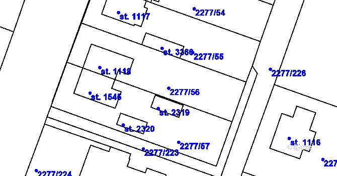 Parcela st. 2277/56 v KÚ Vlašim, Katastrální mapa