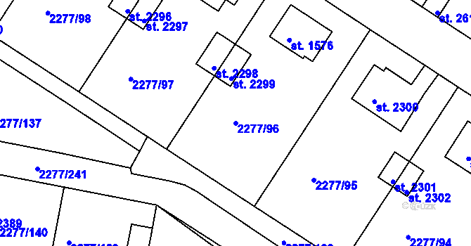 Parcela st. 2277/96 v KÚ Vlašim, Katastrální mapa