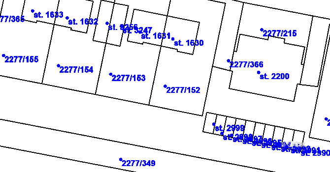 Parcela st. 2277/152 v KÚ Vlašim, Katastrální mapa