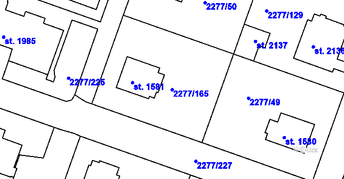 Parcela st. 2277/165 v KÚ Vlašim, Katastrální mapa