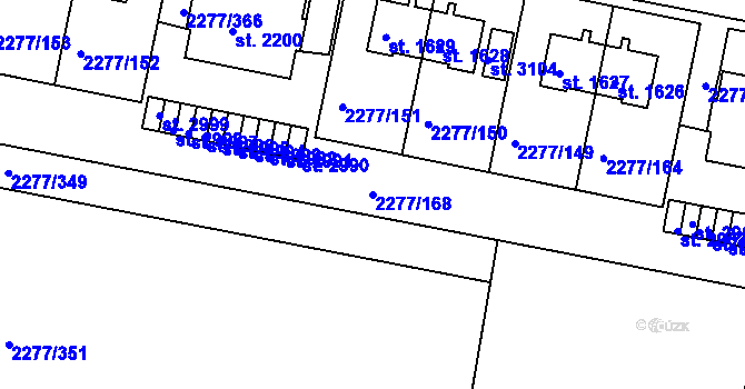 Parcela st. 2277/168 v KÚ Vlašim, Katastrální mapa