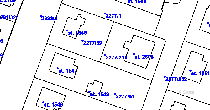Parcela st. 2277/218 v KÚ Vlašim, Katastrální mapa