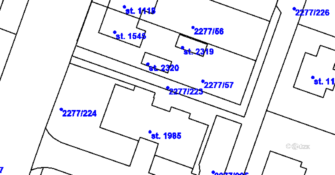Parcela st. 2277/223 v KÚ Vlašim, Katastrální mapa