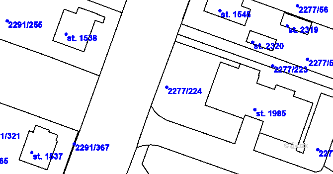 Parcela st. 2277/224 v KÚ Vlašim, Katastrální mapa
