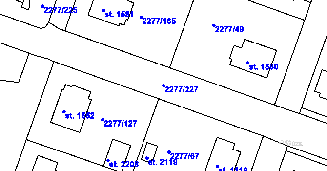 Parcela st. 2277/227 v KÚ Vlašim, Katastrální mapa