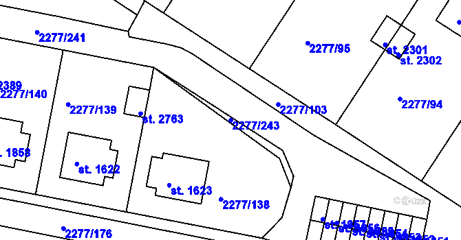 Parcela st. 2277/243 v KÚ Vlašim, Katastrální mapa