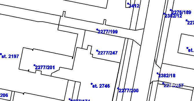 Parcela st. 2277/247 v KÚ Vlašim, Katastrální mapa