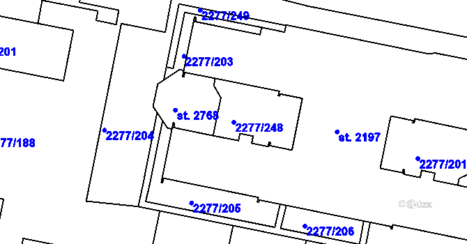 Parcela st. 2277/248 v KÚ Vlašim, Katastrální mapa