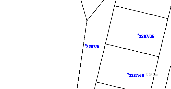 Parcela st. 2287/5 v KÚ Vlašim, Katastrální mapa
