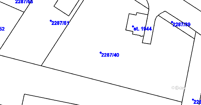 Parcela st. 2287/40 v KÚ Vlašim, Katastrální mapa