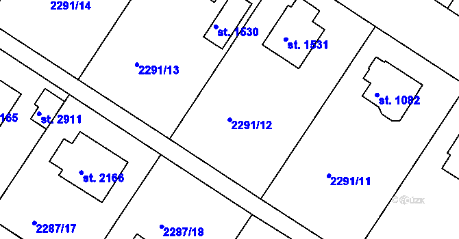 Parcela st. 2291/12 v KÚ Vlašim, Katastrální mapa