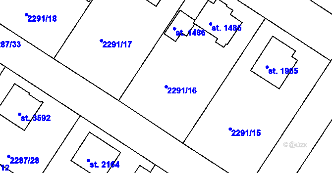 Parcela st. 2291/16 v KÚ Vlašim, Katastrální mapa