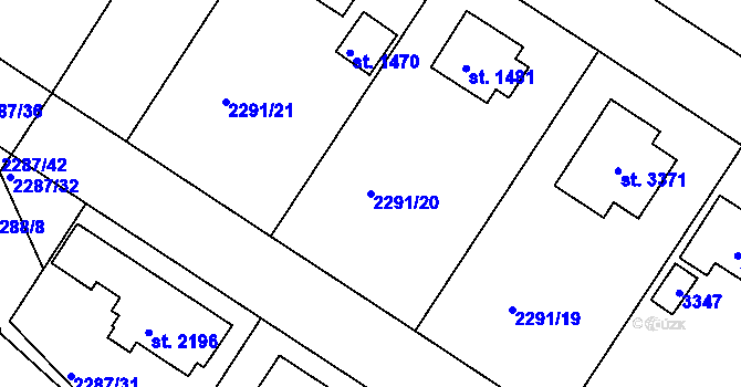 Parcela st. 2291/20 v KÚ Vlašim, Katastrální mapa