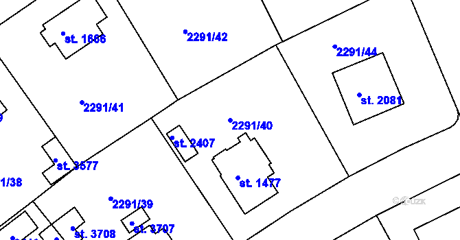 Parcela st. 2291/40 v KÚ Vlašim, Katastrální mapa