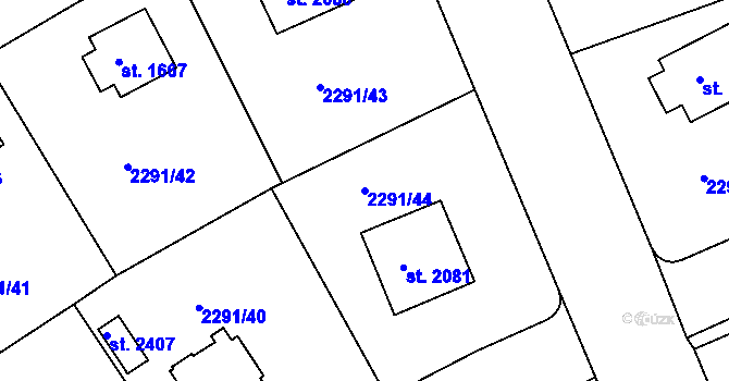 Parcela st. 2291/44 v KÚ Vlašim, Katastrální mapa