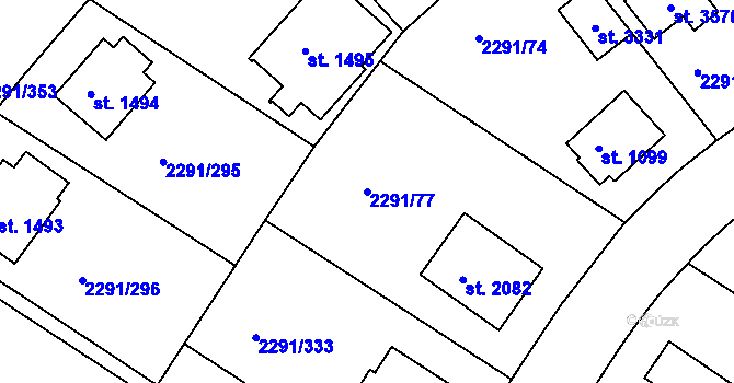Parcela st. 2291/77 v KÚ Vlašim, Katastrální mapa