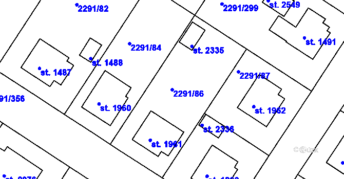 Parcela st. 2291/86 v KÚ Vlašim, Katastrální mapa