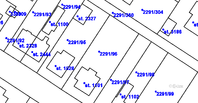 Parcela st. 2291/96 v KÚ Vlašim, Katastrální mapa