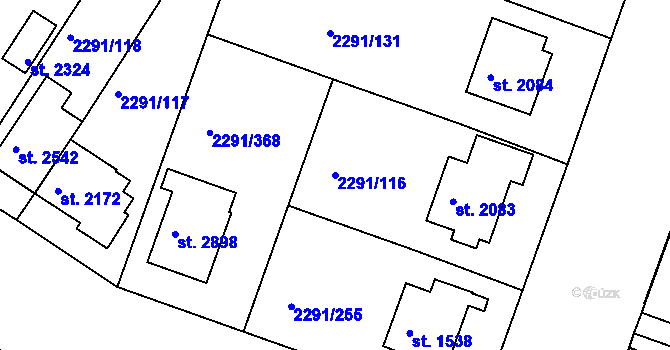Parcela st. 2291/116 v KÚ Vlašim, Katastrální mapa