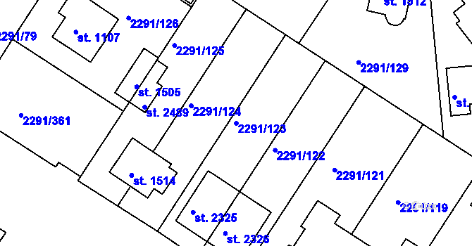 Parcela st. 2291/123 v KÚ Vlašim, Katastrální mapa